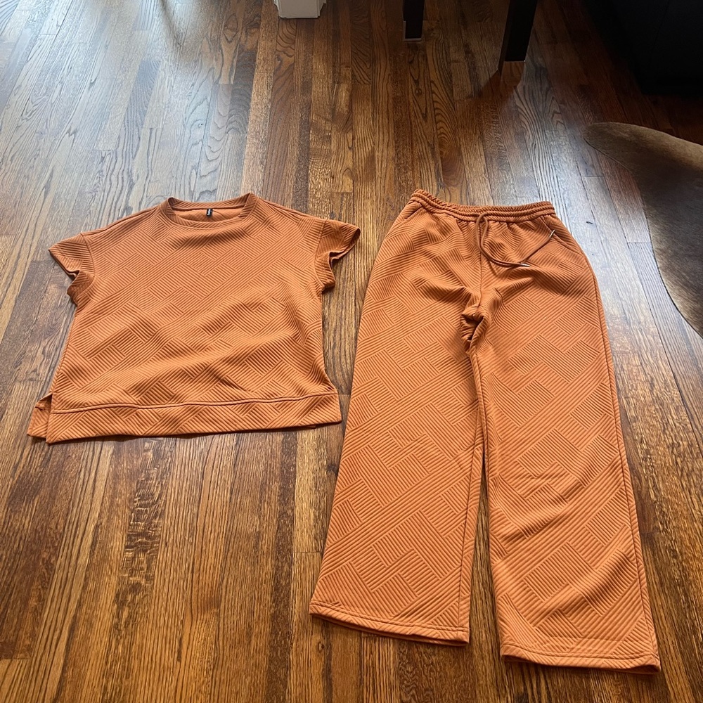 Fashion S Chic Burnt Orange 2-pc Textured Set